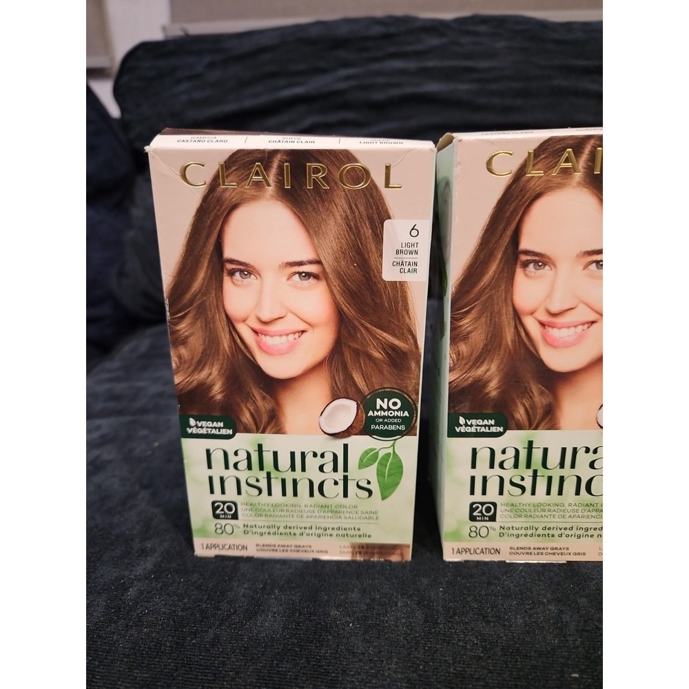 2 Clairol Natural Instincts Hair Color Dye 6 Light Brown All Natural Vegan NEW - Picture 2 of 8